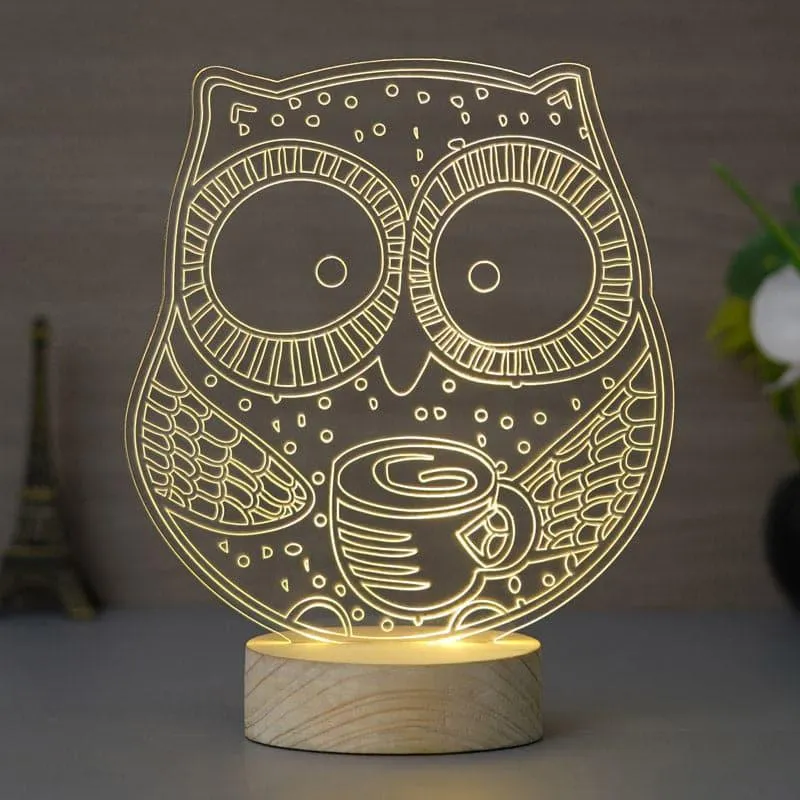Owl Hoot LED Acrylic Table Lamp - Brown media 1