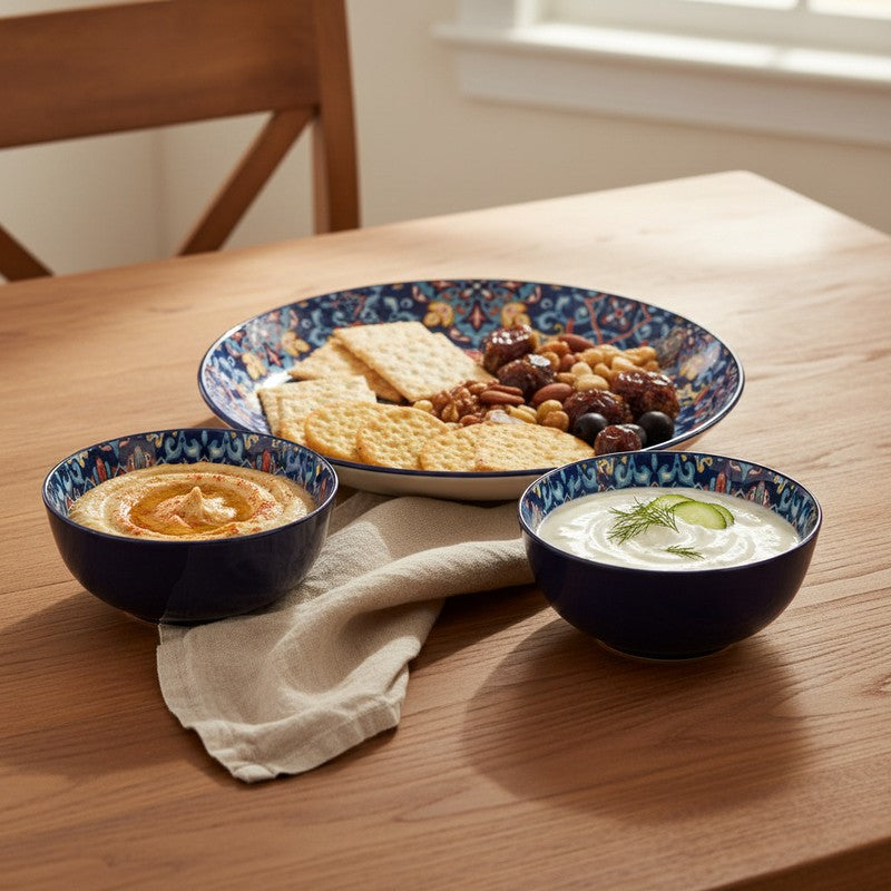 Feast Aura Ceramic Dinner Set (250 mL Each) - 3 Piece Set - 250 mL Each