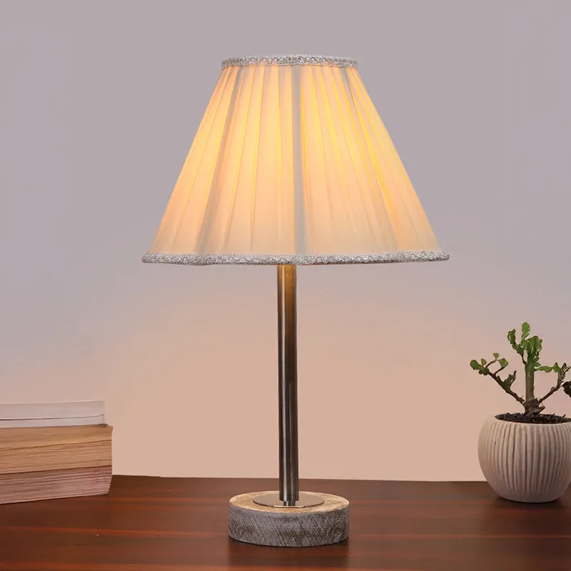 Pleatra Rodin Wooden Table Lamp - White,Silver media 2