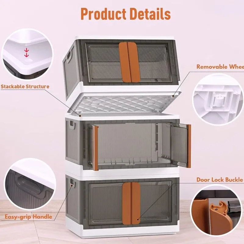 Stackable Plastic Double Door Storage Rack - White media 6