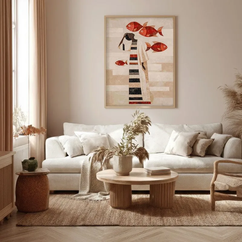 Aqua Nomad Canvas Wall Painting - Brown Frame media 5