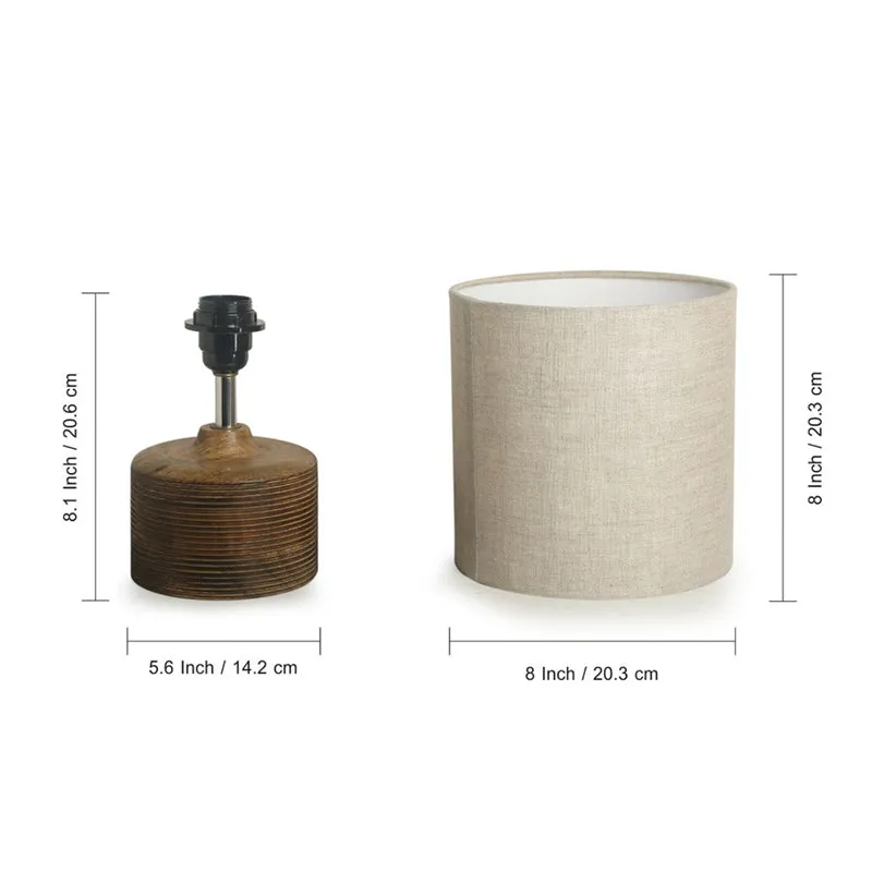 Suravi Handcrafted Mango Wood Table Lamp - Brown,Ivory media 4