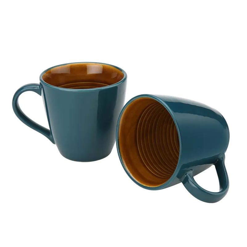 Karvaa Ceramic Coffee Mug (Cyan/350 mL Each) - Set Of Two media 3