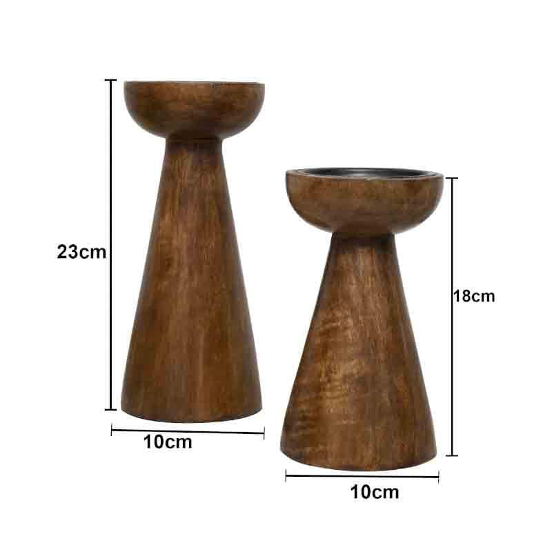 Riga Wooden Candle Stand - Set Of Two media 5