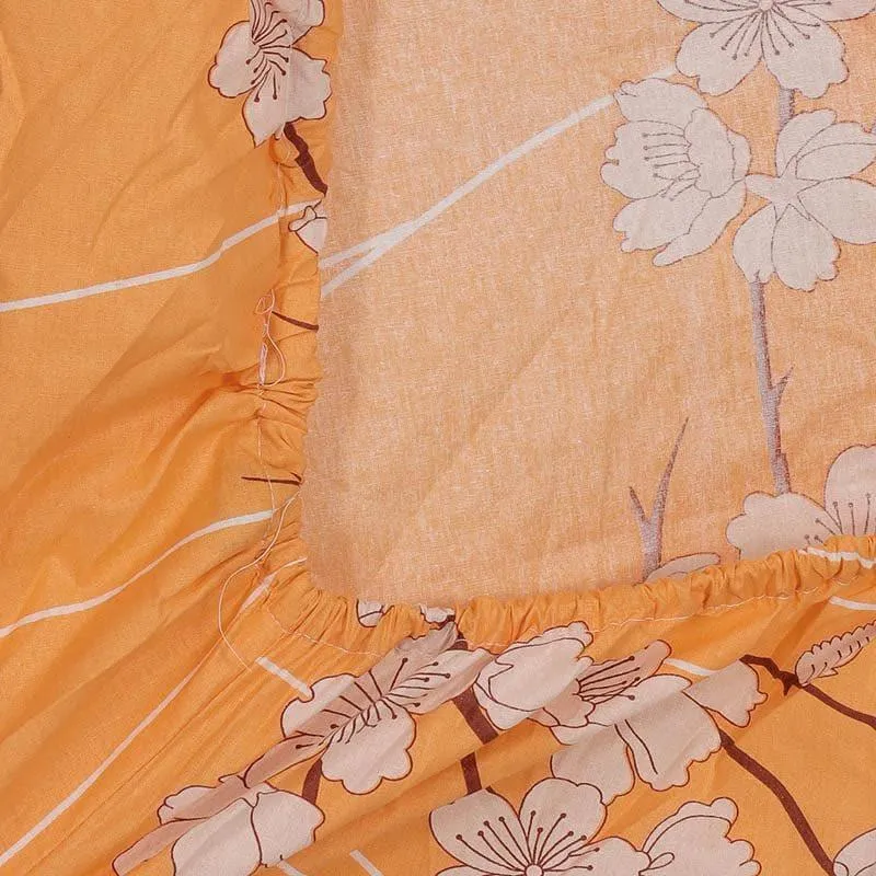 Elle Bloom Cotton Bedsheet (Cantelope) - 400 TC media 5