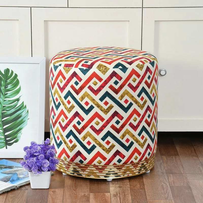 Ripple Zigzag-print Velvet Pouffe - Multicolor media 1