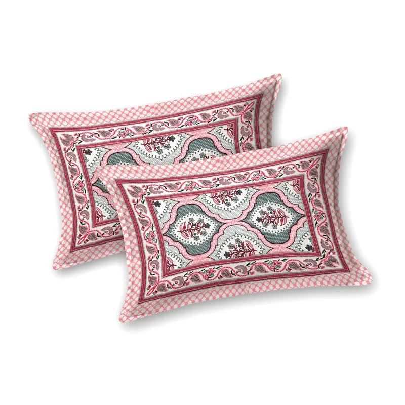 Rango Cotton Bedsheet (Dark Green,Pink) - 240 TC media 4