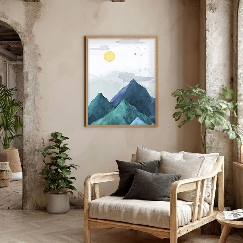 Azure Peaks Archival Paper Wall Art - Natural Brown Frame media 3
