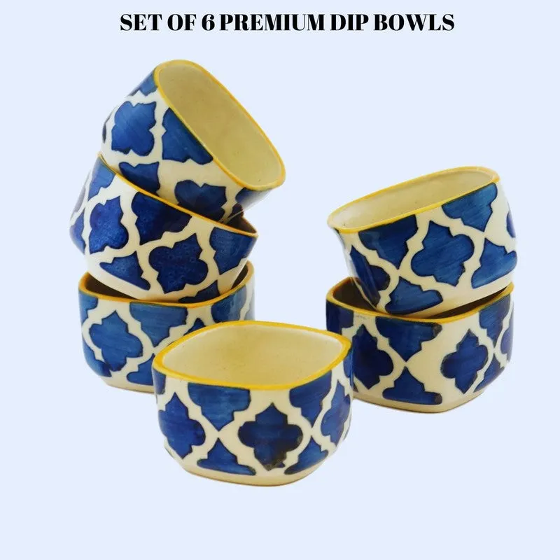 Dinea Ceramic Dip Bowls (Blue,Yellow ,40 mL Each) - Set Of Six media 5