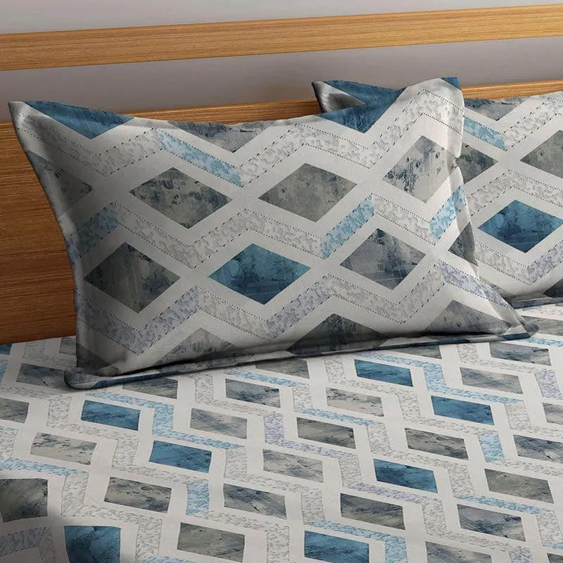 Ocean Mosaic Print Cotton Bedsheet - 400 TC media 3