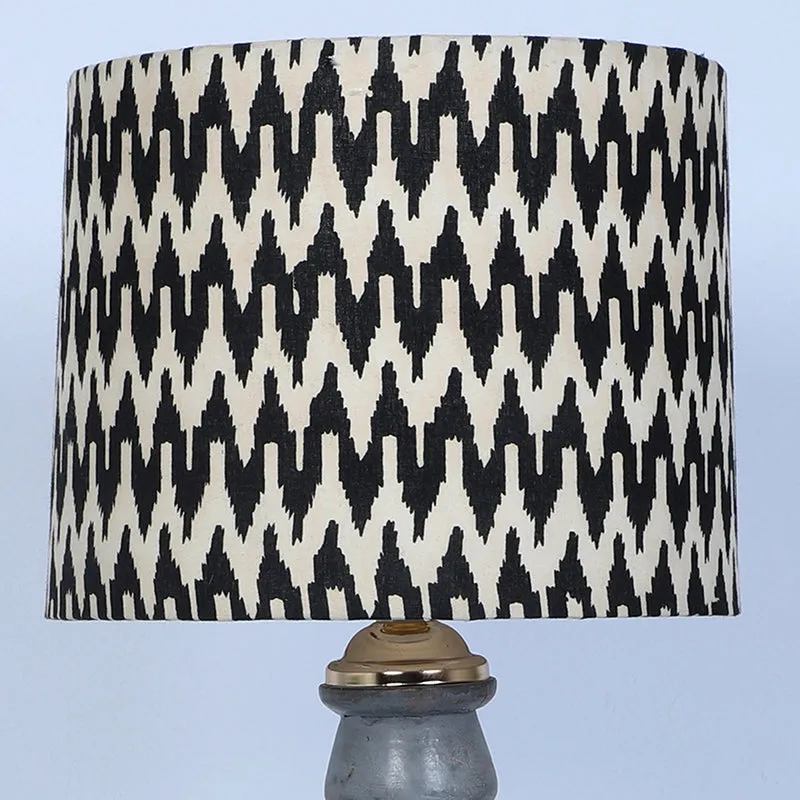 Chevronic Bantu Printed Mango Wood Table Lamp - Black, White media 4