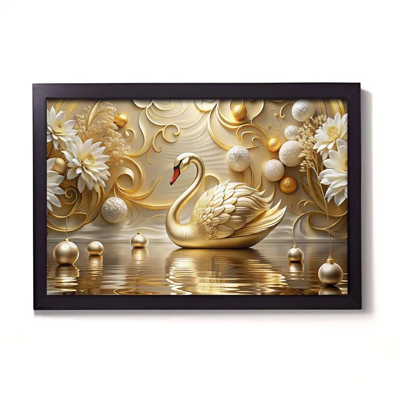 Ethereal Midas Swan Wall Painting media 3