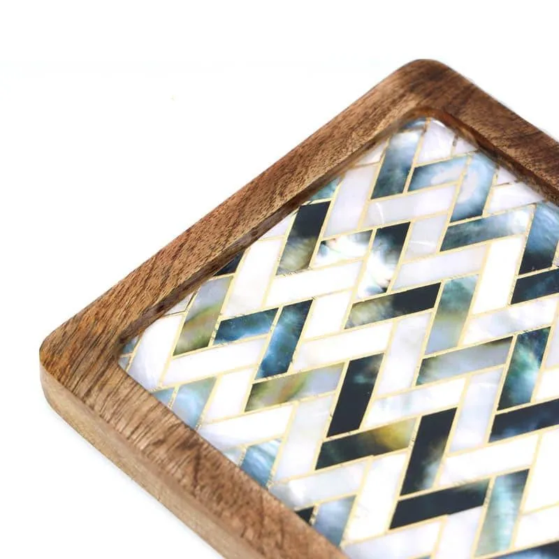 Imara Zig Zag Square Mangowood Wood Platter media 5