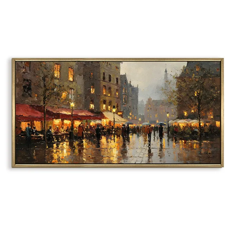 Golden Drizzle Canvas Wall Painting With Frame media 3