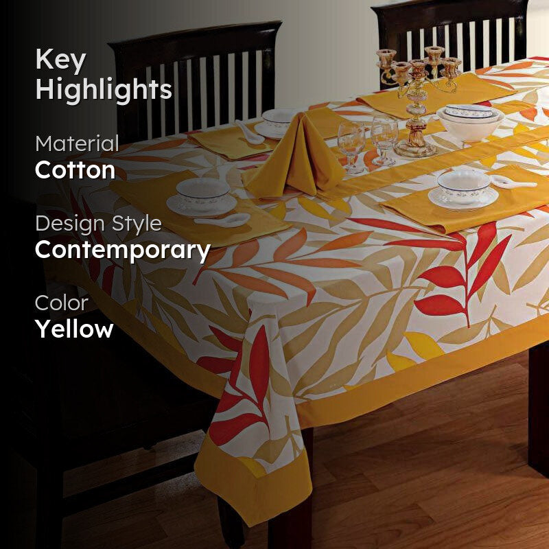 Swayam Yellow Dine Table Cover - Six Seater media 2