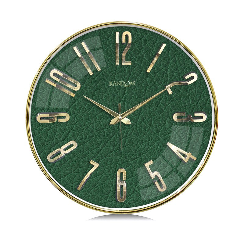 Elite Numeric Plastic Wall Clock - Green & Gold media 3