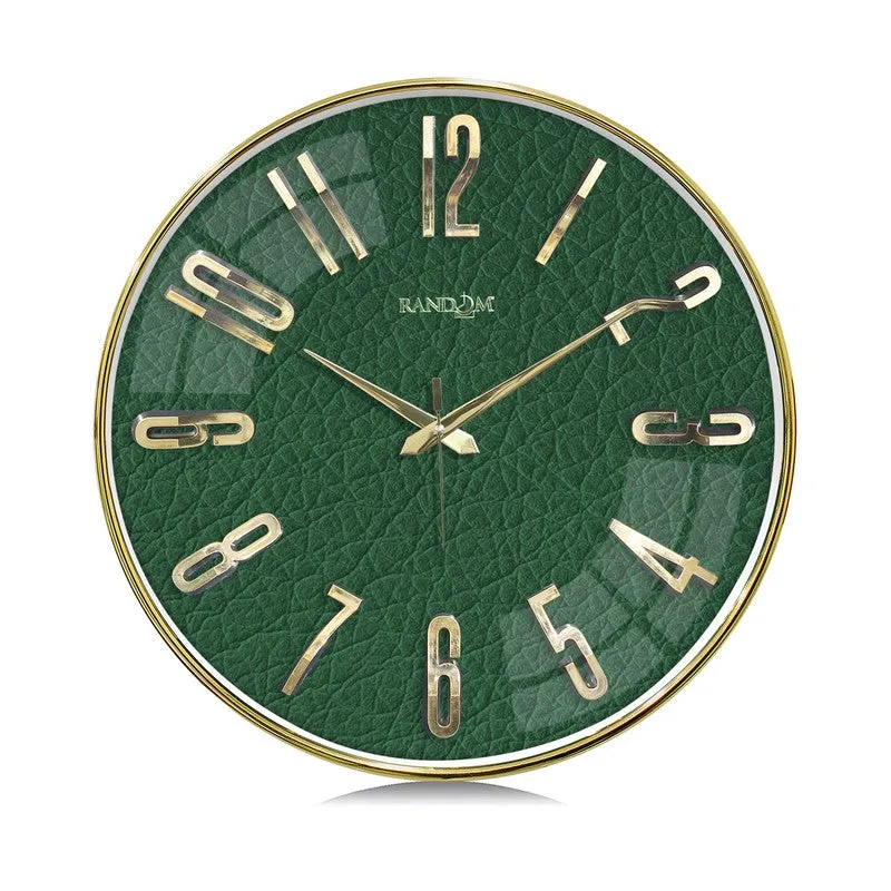 Elite Numeric Plastic Wall Clock - Green & Gold media 3