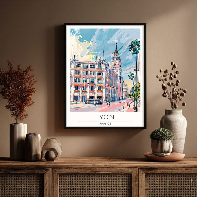 Vintage Lyon Framed Canvas Wall Painting media 3