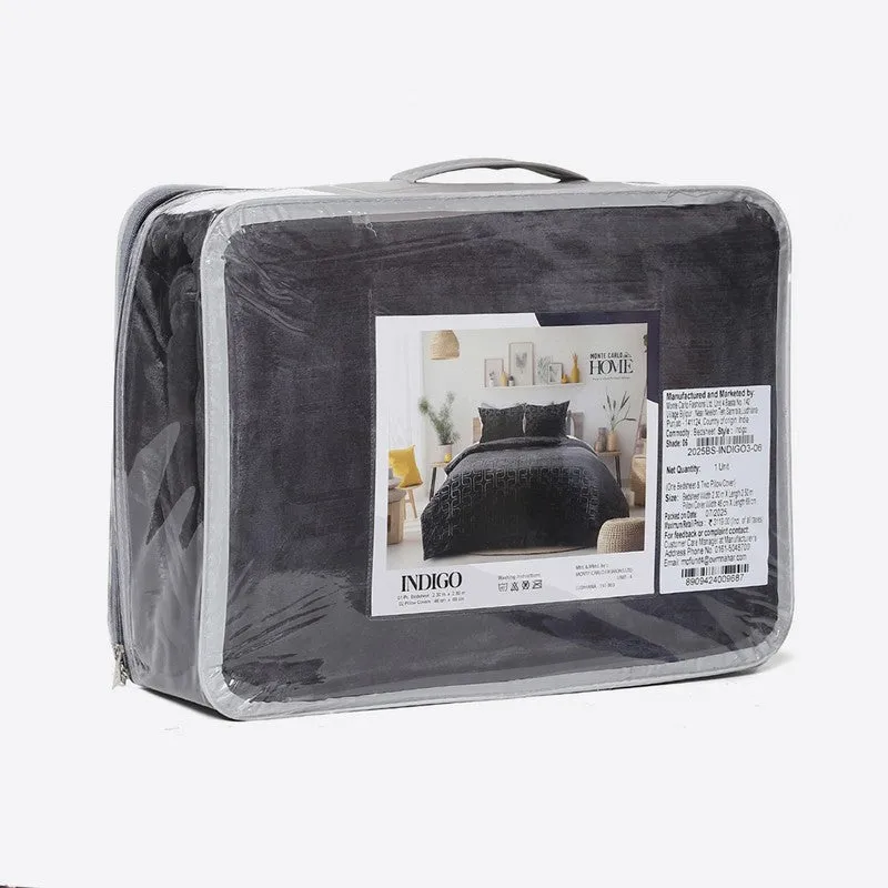 Monte Carlo Gentle Geometry Bedsheet (Charcol) - 300 GSM media 6