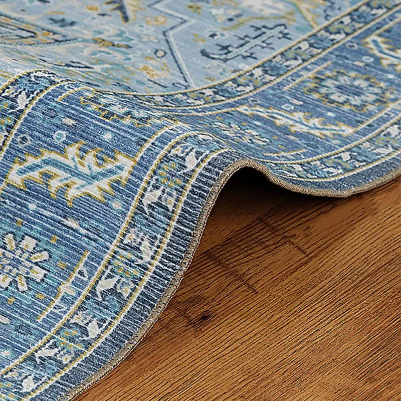 Noah Ethnic Polyester Carpet - Sky Blue media 7