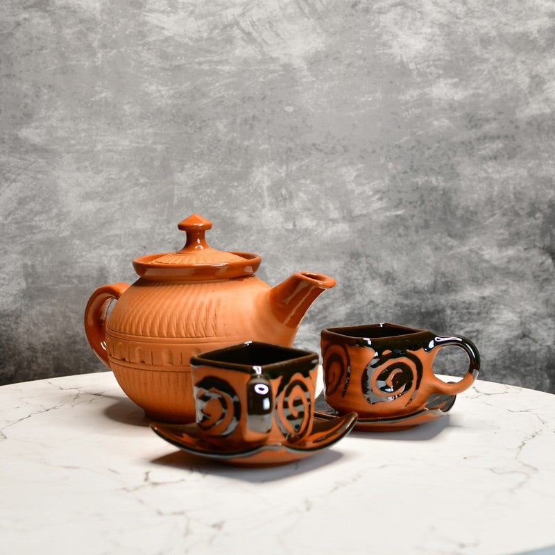 Clay Artistry Terracotta Tea Set & Tea Pots - Three Piece Set