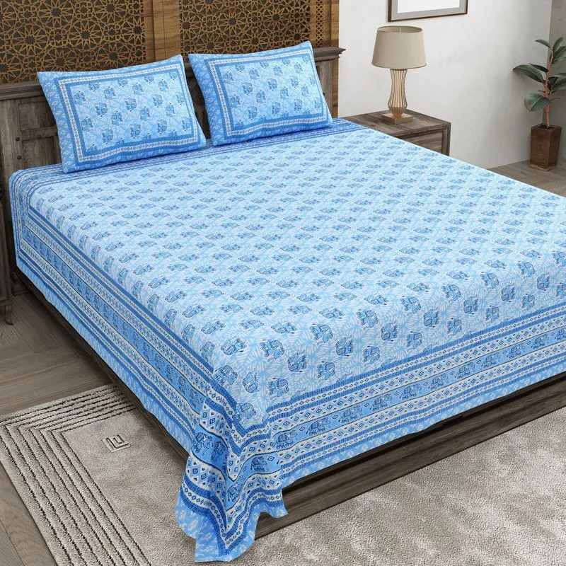 Linera Cotton Bedsheet (Blue) - 240 TC media 3