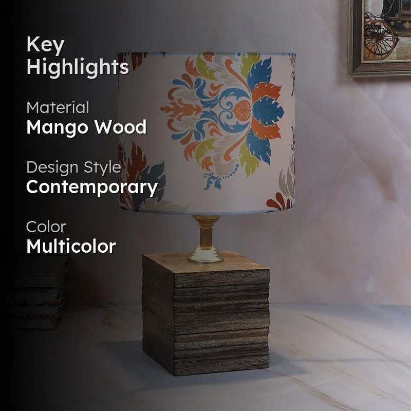Nordlys Cube Printed Mango Wood Table Lamp - Multicolor media 2
