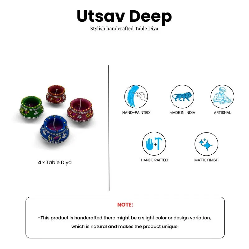 Glowmira Terracota Diyas - Set Of Four media 6