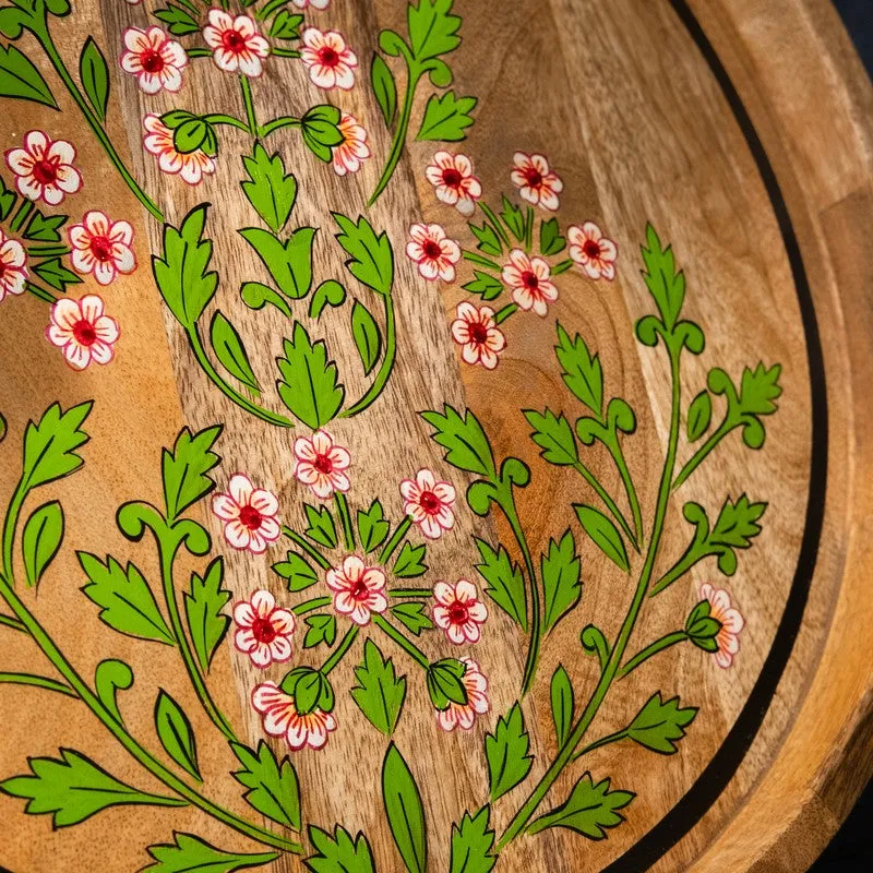 BloomCraft Floral Wood Rotating Serving Platter media 8