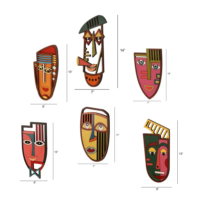 Kanjari Mask Wooden Wall Accent - Set of Six media 6