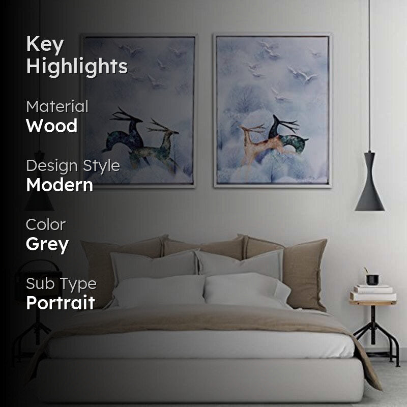 Surreal Deers Wall Art - Set Of Two media 2