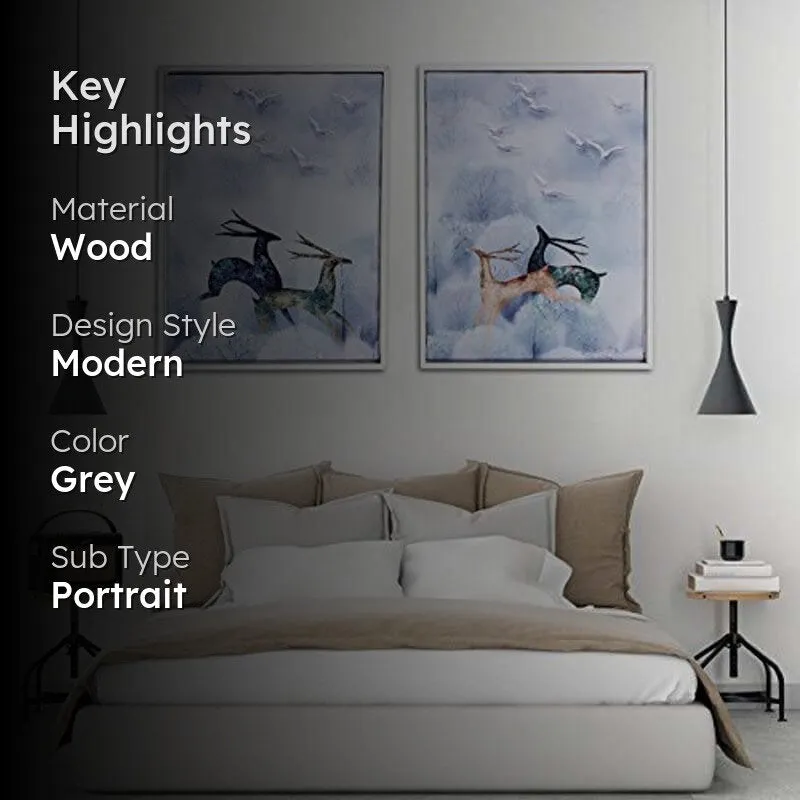 Surreal Deers Wall Art - Set Of Two media 2