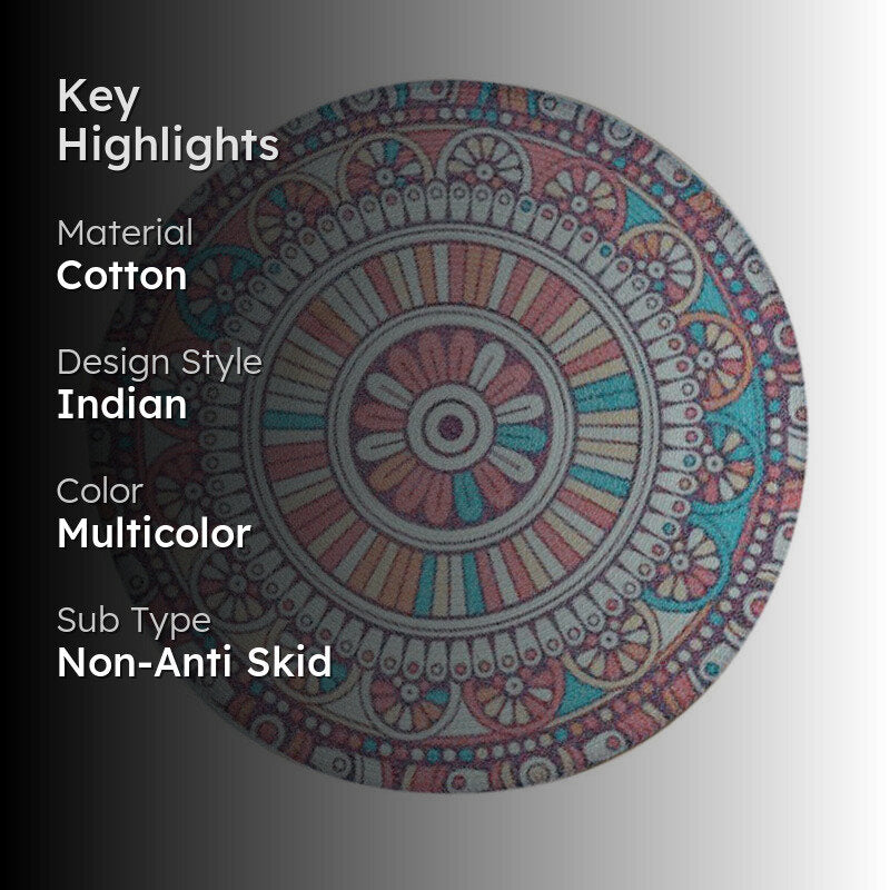 Mandala Boho Round Cotton Rug media 2