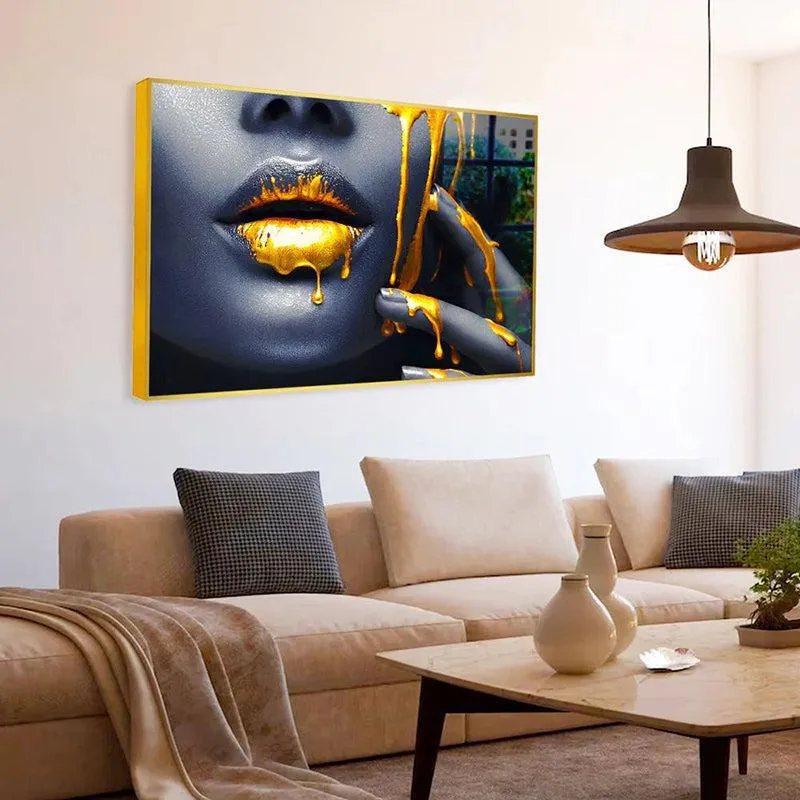 Golden Nectar Modern Canvas Wall Art With Frame - Gold media 4