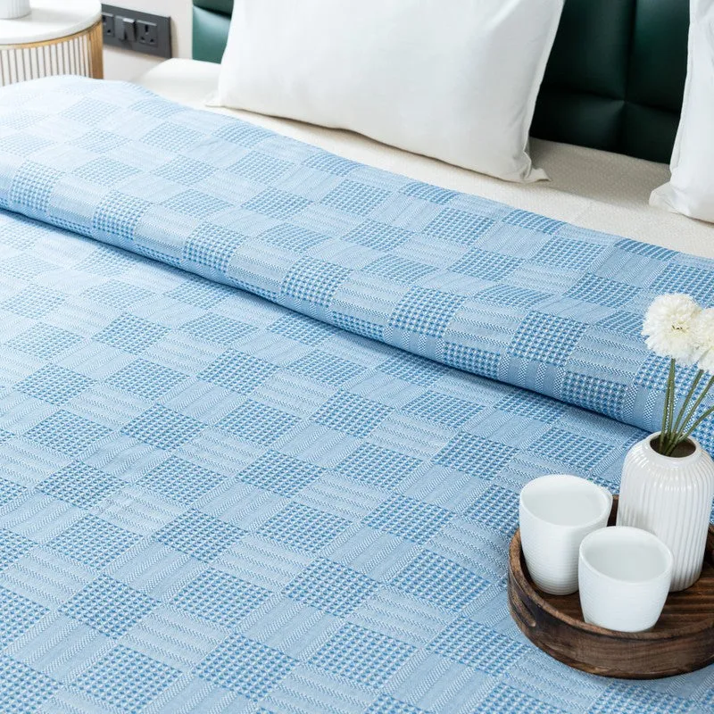 GridForm  Cotton Bedsheet (Blue) - 300 TC media 4