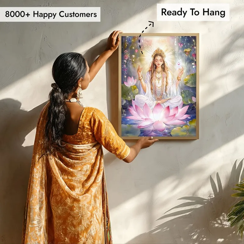 Adilakshmi Spiritual Archival Paper Wall Painting - Natural Brown Frame media 7