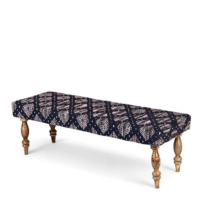 Axion Sheesham Wooden Bench - Blue media 3