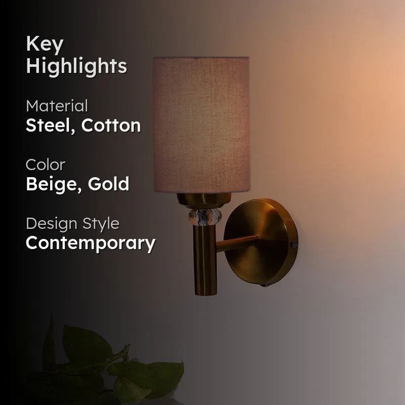 Sienna Steel & Cotton Wall Lamp - Beige media 2