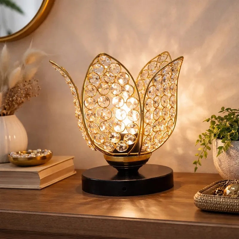Floral Culture Metal Table Lamp - Gold,Black media 3