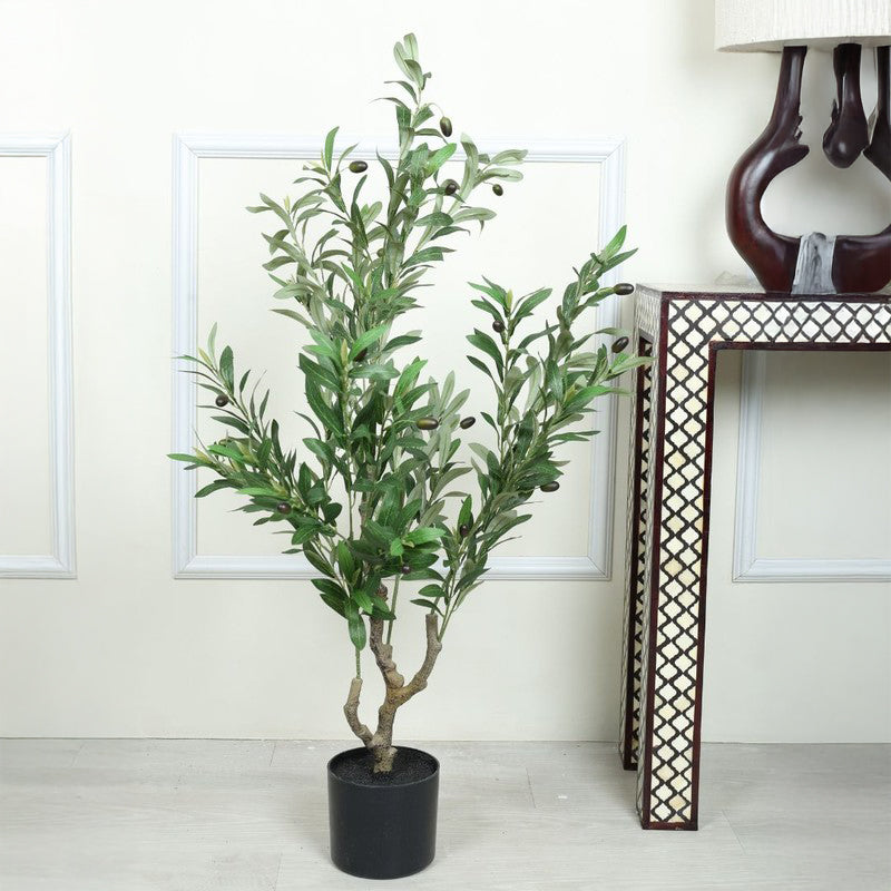 Artificial Olive Plant With Black Fiber Pot - 3.6 Feet media 3