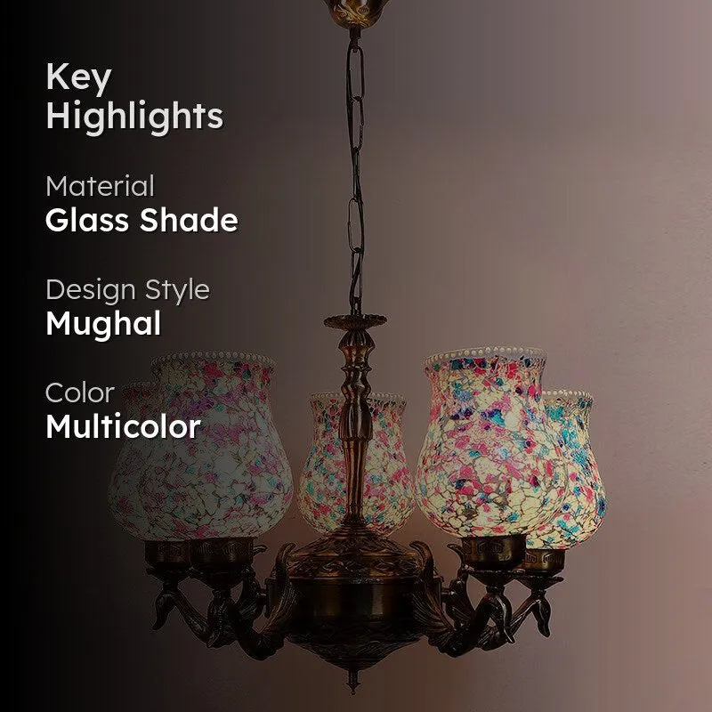 Nuvara Mayoora Mosaic Golden Antique Ceiling Lamp media 2