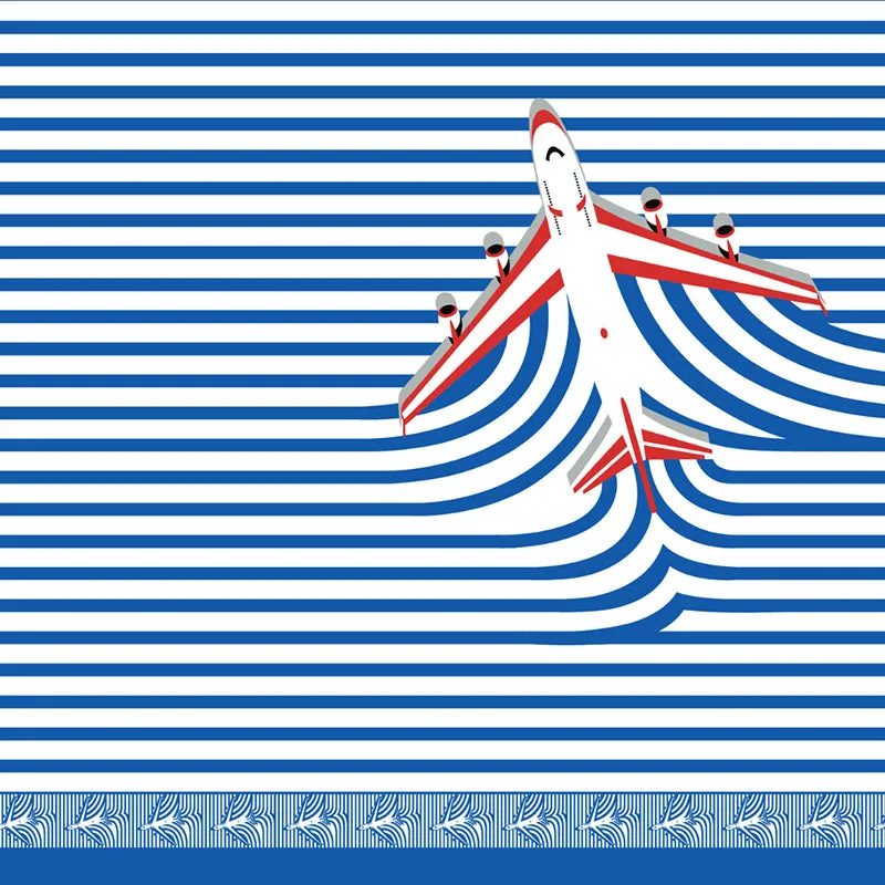 Illusion Stripey Flight Cotton Bedsheet (Blue) - 200 TC media 3