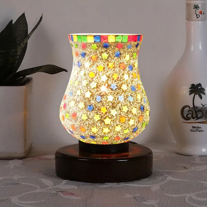 Prismia Mosaic Glass Table Lamp With Wooden Base - Multicolor media 3