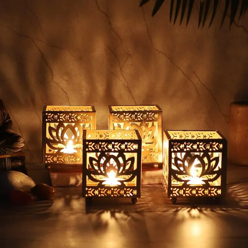 Ambuja Ethched Tealight Candle Holder - Set Of Four media 4