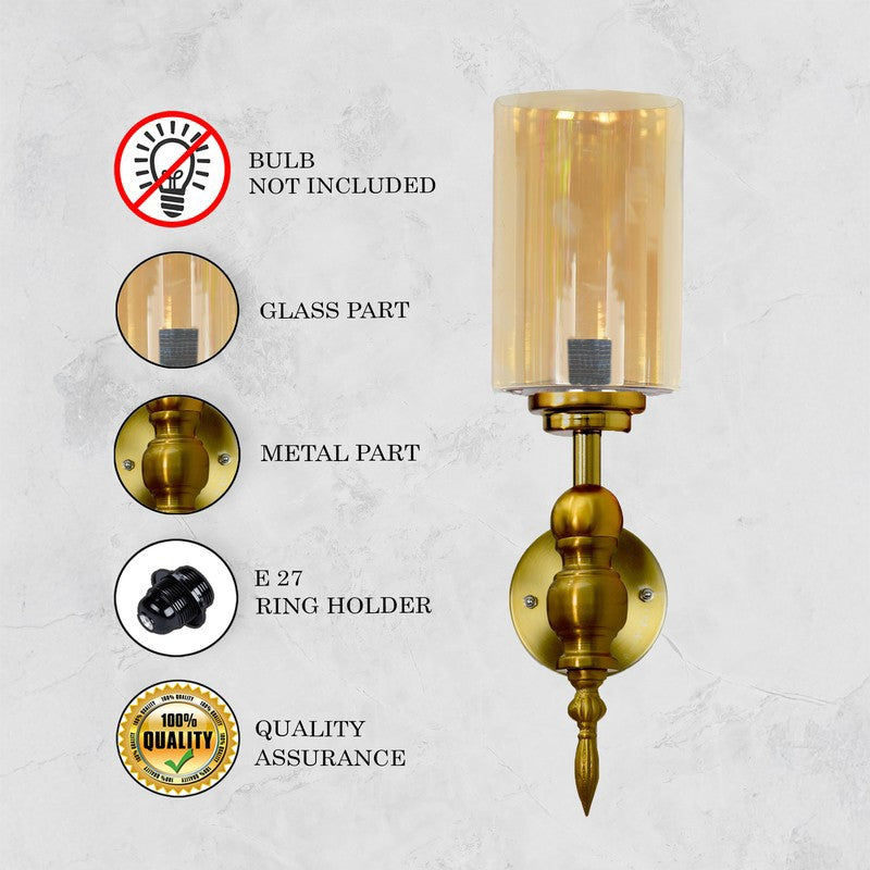 AuraGlow Versatile Glass & Metal Wall Lamp (Gold) - Set Of Two media 6