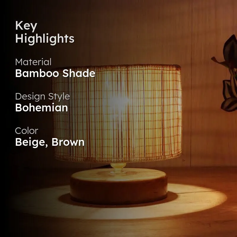 Husky Short Bamboo Table Lamp - Beige,Brown media 2