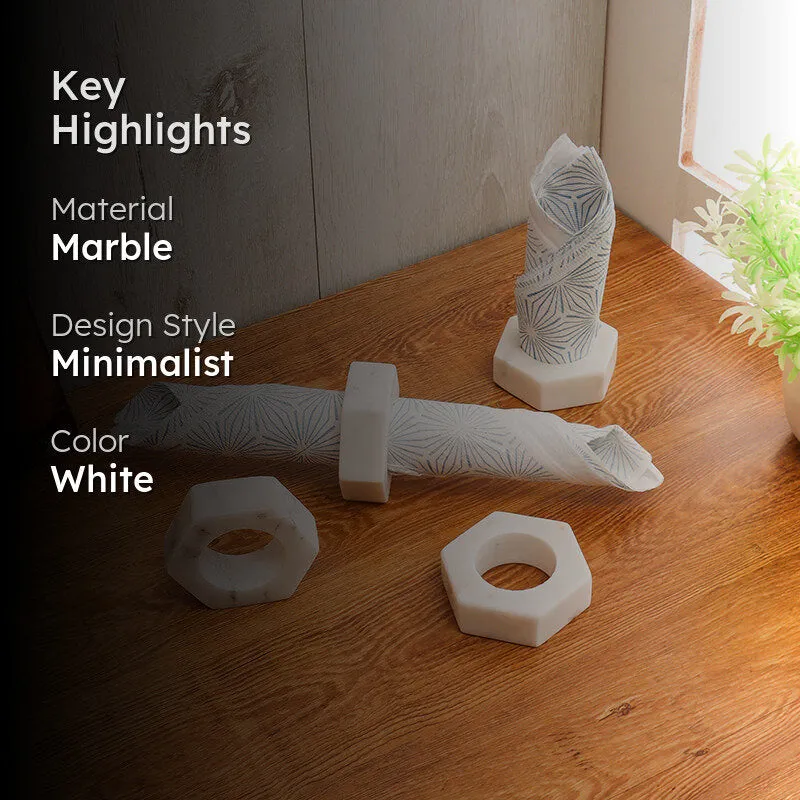 Hexette Marble Napkin Ring - Set Of Four media 2