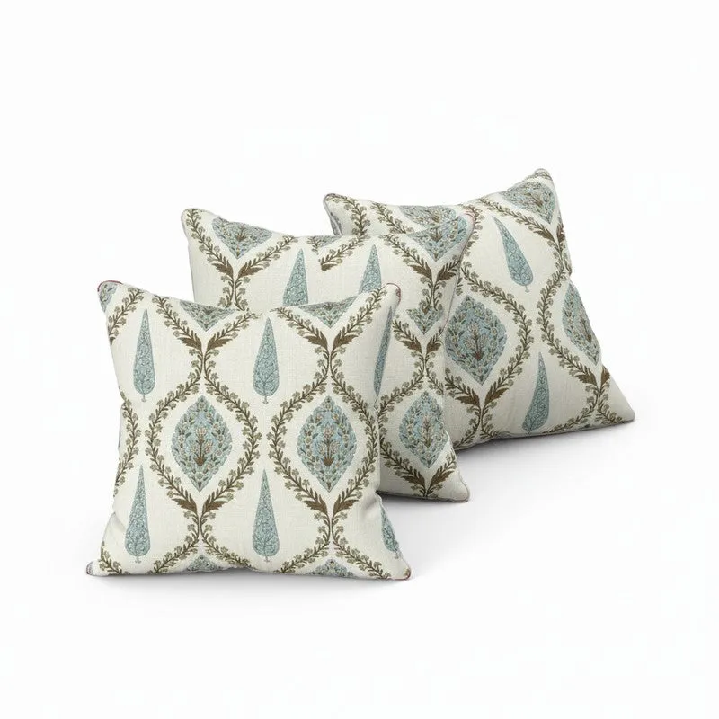 Teardrop Motif White & Green Cushion Cover Set - Set Of Three media 4