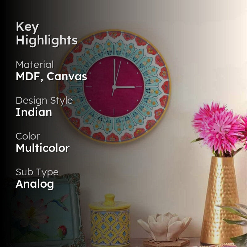 Ethnic Vena Handpainted Wall Clock media 2