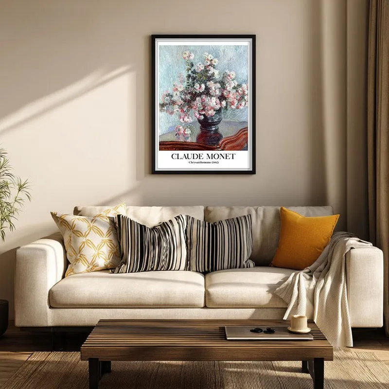 Chrysanthemums Archival Canvas Wal Painting With Black Frame media 3